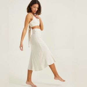 Altar’d State Linen Blend 2-Piece Set | Maxi Skirt + Tie Back Crop Top | Size M